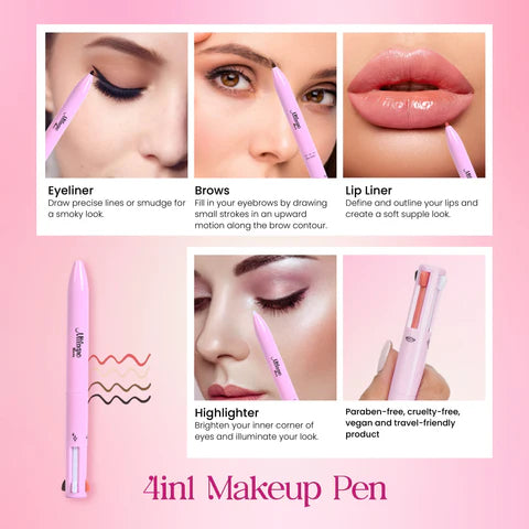 ✨ Bolígrafo Maquillaje 4 En 1™ – 🎒Todo tu estuche de maquillaje en un Solo Bolígrafo! 💄🖊️ Tienes todo lo que necesitas en un solo producto. ¡Práctico, compacto y siempre listo! ✨💖
